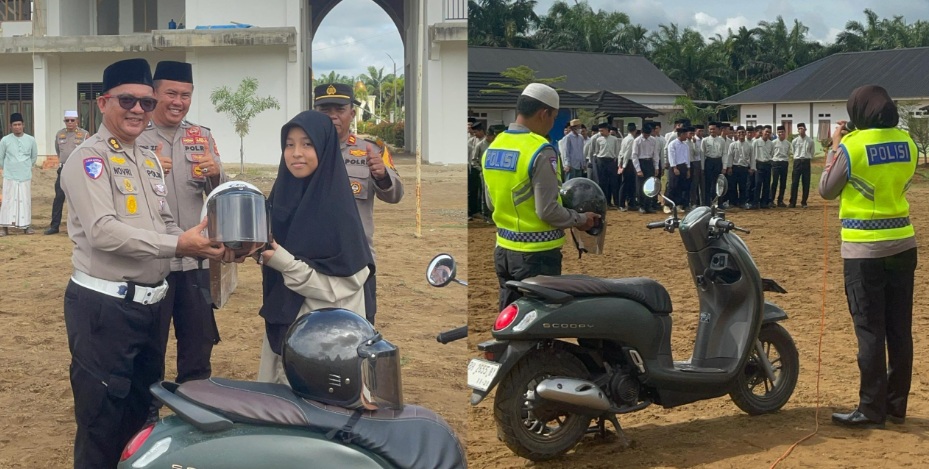 Begini Cara Ditlantas Polda Jambi Edukasi Safety Riding ke Santri Ponpes Al-Kautsar Dendang Jambi
